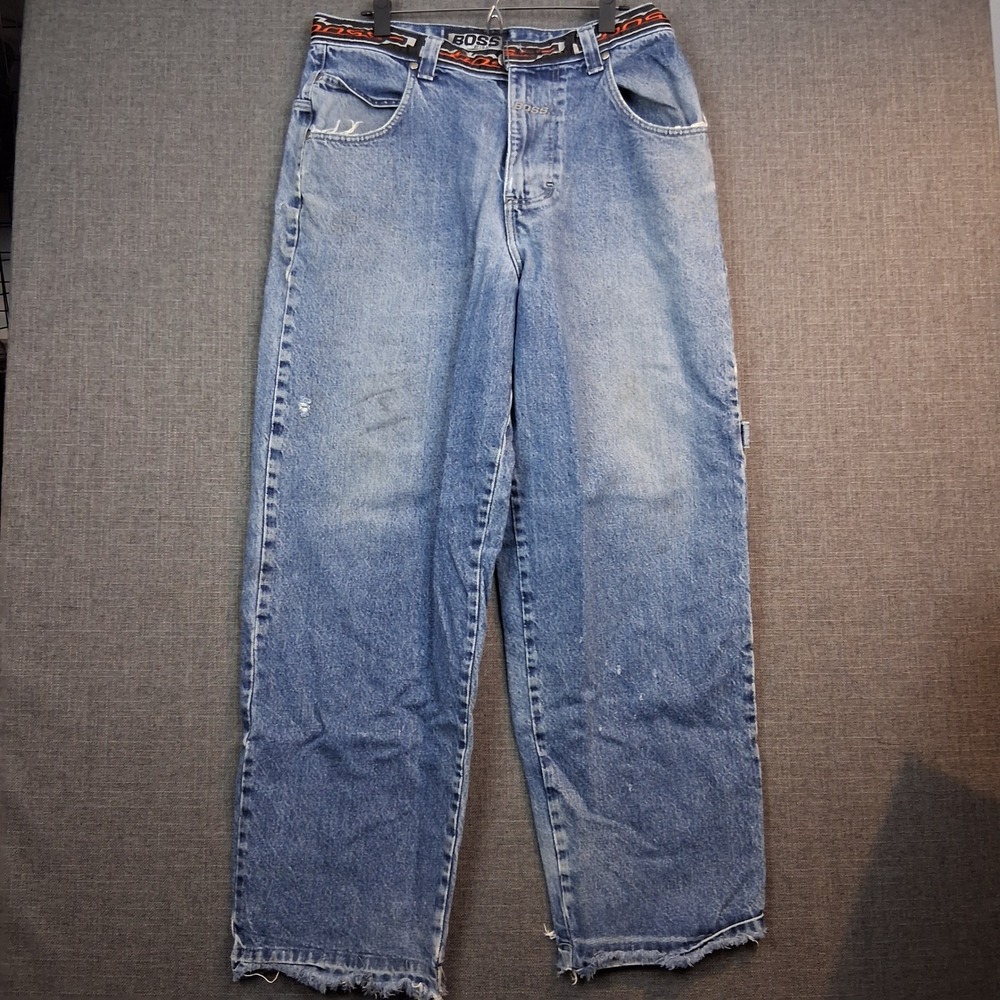 Vintage Boss by IG Design Baggy Carpenter Jeans Light Wash 35x30 90s Streetwear